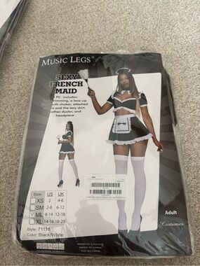 Music Legs Black and White French Maid Costume for Kids